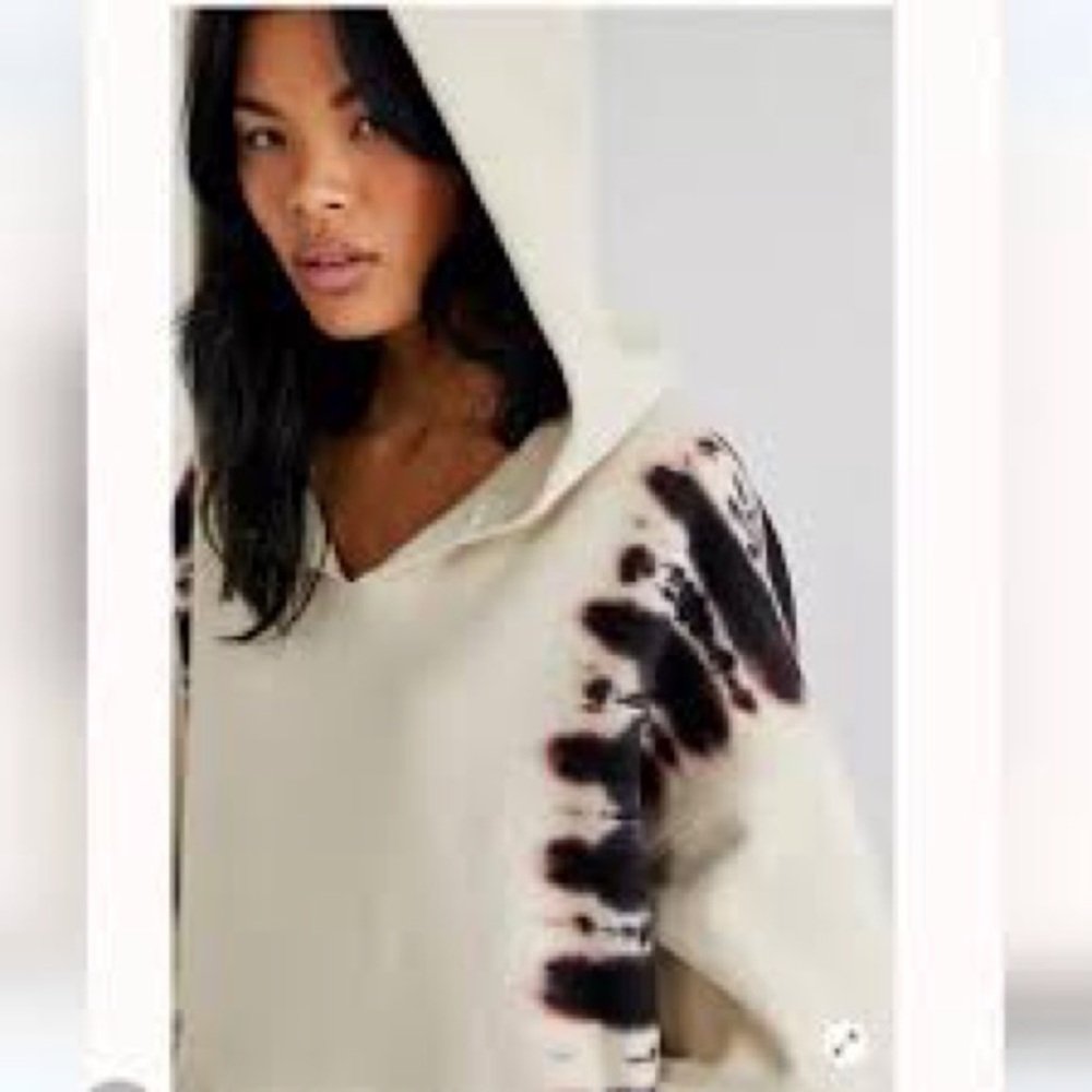 FREE PEOPLE WASHED GREY MORNING COMBO TIE DYE ITS A VIBE HOODIE | LARGE - Picture 6 of 16